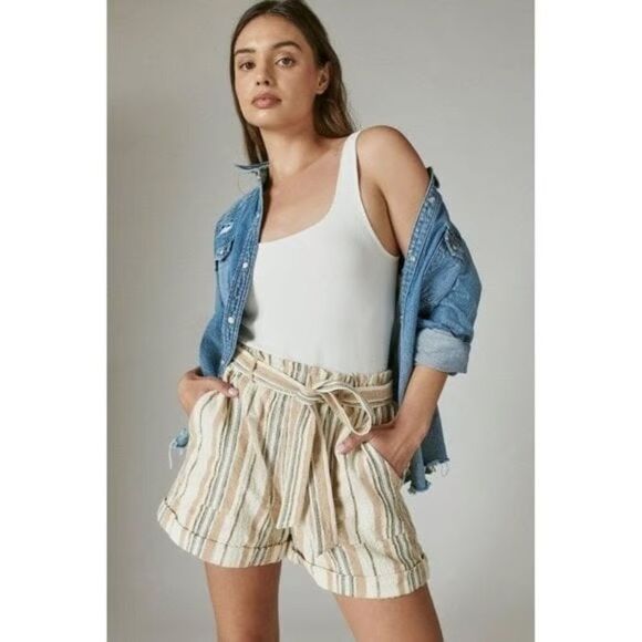 Lucky Brand Pants - Lucky Brand NWT Striped Paperbag Waist‎ Tie Front Shorts Size XL